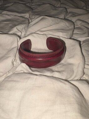 Free People Leather Statement Cuff Bracelet in Burgundy